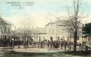 Pierwszy budynek dworca kolejowego w Żywcu.